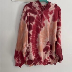 American Eagle Outfitters Pink & Berry Tie-Dye Hoodie